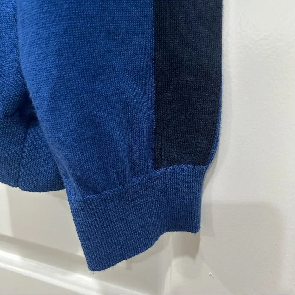 Kenneth Cole Awearness Wool Blend Blue Slim Fit Sweater Colorblock Sleeve XL